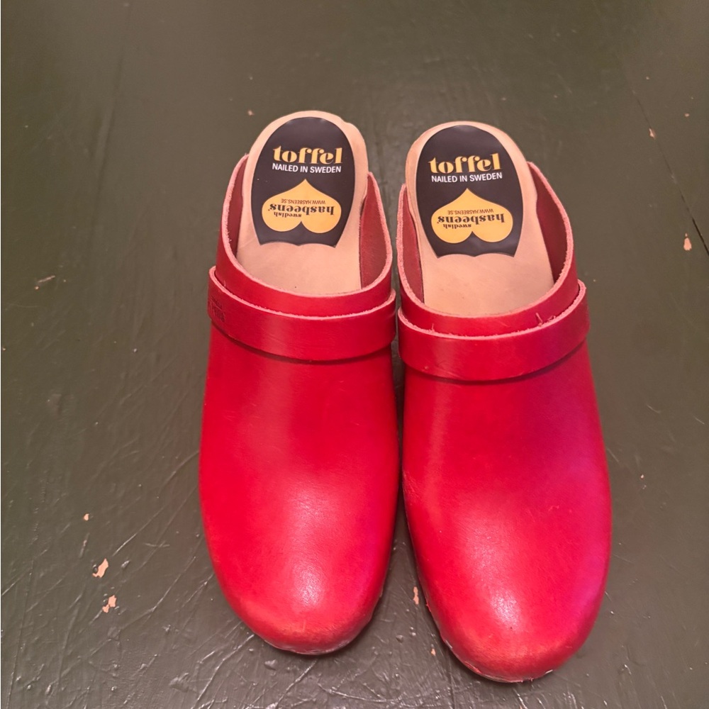 Swedish Hasbeens Red Clogs